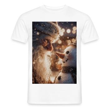 Père Noël et bonhomme de neige enneigés - T-shirt homme - blanc - Devant - AI Model Male 178 dark (178cm)