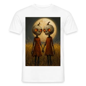 Kürbis-Zwillinge im Mondschein - Männer T-Shirt - Weiß - Vorne - AI Model Male 178 dark (178cm)