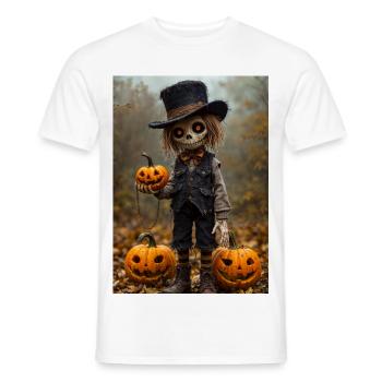 Haunted Scarecrow with Jack-O-Lanterns - Men's T-Shirt - white - Front - AI Model Male 178 dark (178cm)