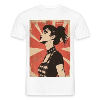 Cool punk woman under red sun - Men's T-Shirt - white - Front - AI Model Male 178 dark (178cm)