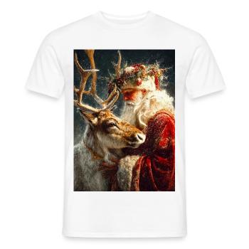 Winterliche Umarmung des Weihnachtsmanns und der Rentiere - Männer T-Shirt - Weiß - Vorne - AI Model Male 178 dark (178cm)