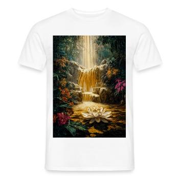 Goldener Lotus-Landschaft - Männer T-Shirt - Weiß - Vorne - AI Model Male 178 dark (178cm)