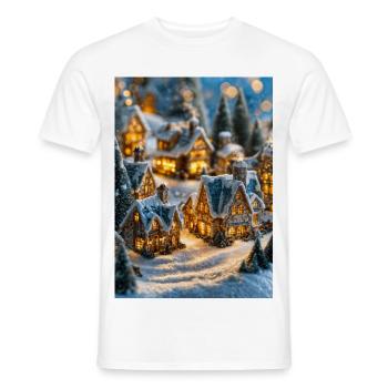 Cozy Snowy Village Winter Glow - Men's T-Shirt - white - Front - AI Model Male 178 dark (178cm)