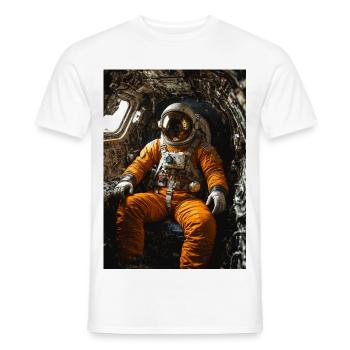 Astronaut in Orange Suit Inside Capsule - Men's T-Shirt - white - Front - AI Model Male 178 dark (178cm)