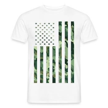 Drapeau des États-Unis Camo Camouflage Armée Militaire - T-shirt homme - blanc - Devant - AI Model Male 178 dark (178cm)