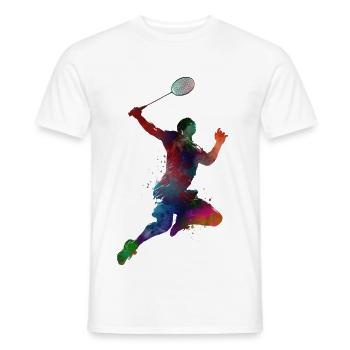 Badminton Sport Art #badminton - Men's T-Shirt - white - Front - AI Model Male 178 dark (178cm)