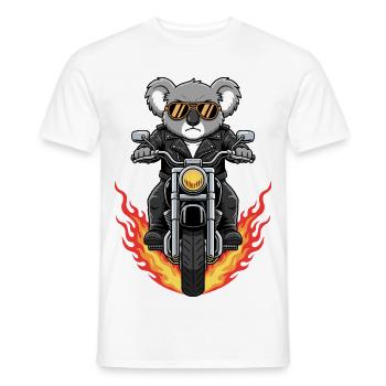 Cool Biker Koala Motorcycle Flames - Men's T-Shirt - white - Front - AI Model Male 178 dark (178cm)