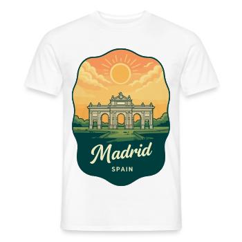 Badge de voyage vintage du coucher de soleil de Madrid - T-shirt homme - blanc - Devant - AI Model Male 178 dark (178cm)