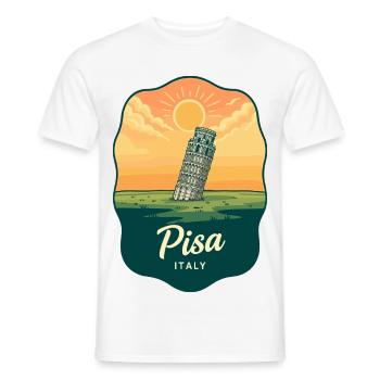 Insigne vintage Sunset de la Tour de Pise - T-shirt homme - blanc - Devant - AI Model Male 178 dark (178cm)