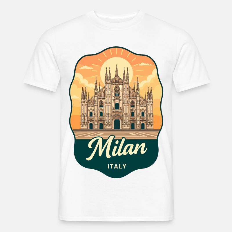 Milan Duomo Retro Sunset Reiseabzeichen - Männer T-Shirt - Weiß