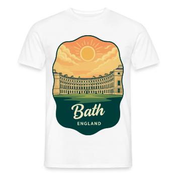 Bath Royal Crescent Retro Sunset Badge - Men's T-Shirt - white - Front - AI Model Male 178 dark (178cm)