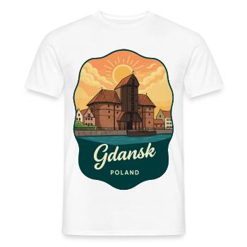 Gdansk Harbor Crane Vintage Sunset Abzeichen - Männer T-Shirt - Weiß - Vorne - AI Model Male 178 dark (178cm)