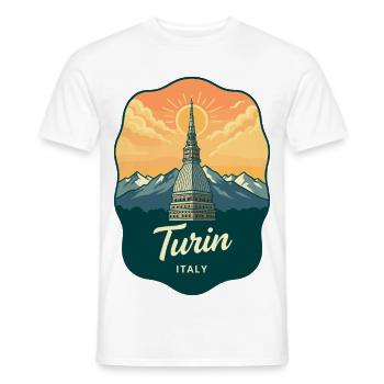 Turin Mole Antonelliana Vintage Travel Badge - Men's T-Shirt - white - Front - AI Model Male 178 dark (178cm)