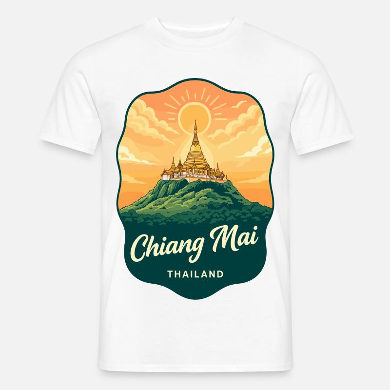 Chiang Mai Doi Suthep Retro-Reiseabzeichen - Männer T-Shirt - Weiß