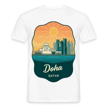 Doha Qatar Vintage Sunset Travel Badge - Men's T-Shirt - white - Front - AI Model Male 178 dark (178cm)