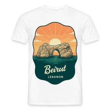 Beirut Raouche Rocks Retro Sunset Reiseabzeichen - Männer T-Shirt - Weiß - Vorne - AI Model Male 178 dark (178cm)