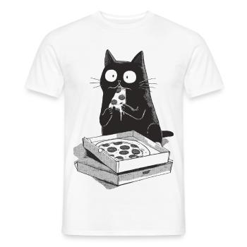 Pizza Cat - T-shirt homme - blanc - Devant - AI Model Male 178 dark (178cm)