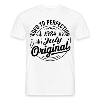 July 1984 – Legend of the Peaks and Mountains - Men's T-Shirt - white - Front - AI Model Male 178 dark (178cm)