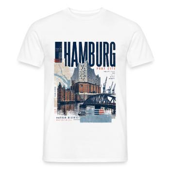 Hamburg Port Blue Collage - T-shirt homme - blanc - Devant - AI Model Male 178 dark (178cm)