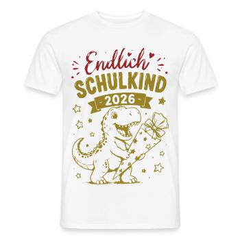 Endlich Schulkind 2026 Dino - Männer T-Shirt - Weiß - Vorne - AI Model Male 178 dark (178cm)