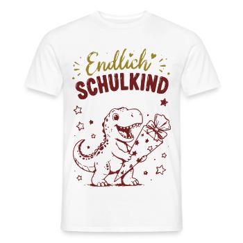 Endlich Schulkind Dino Geschenk - Männer T-Shirt - Weiß - Vorne - AI Model Male 178 dark (178cm)