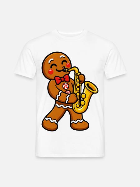 Lebkuchenmann mit Saxophon - Männer T-Shirt - Weiß