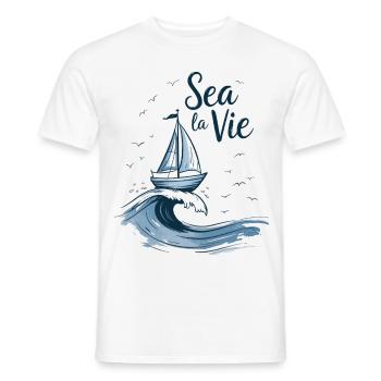 Slogan Marine Life Sailboat Sea - Men's T-Shirt - white - Front - AI Model Male 178 dark (178cm)