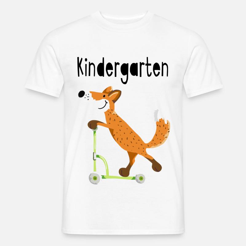Auf den Kindergarten - lustiger Fuchs mit Roller - Männer T-Shirt - Weiß