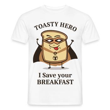 Breakfast Hero Toast - Men's T-Shirt - white - Front - AI Model Male 178 dark (178cm)