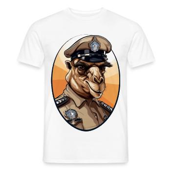 Police des chameaux - T-shirt homme - blanc - Devant - AI Model Male 178 dark (178cm)