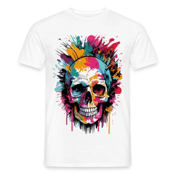 Crâne Coloré - Tête de Pirate - Crâne - T-shirt homme - blanc - Devant - AI Model Male 178 dark (178cm)