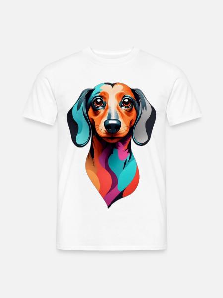Dackel colorful - Männer T-Shirt - Weiß