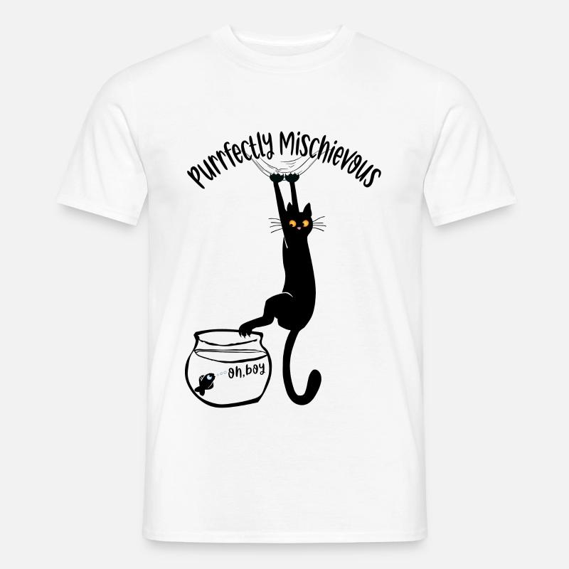 Schnurrend schelmisch - Männer T-Shirt - Weiß