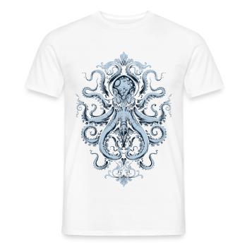 Ornement de pieuvre – Tatouage en bleu clair - T-shirt homme - blanc - Devant - AI Model Male 178 dark (178cm)