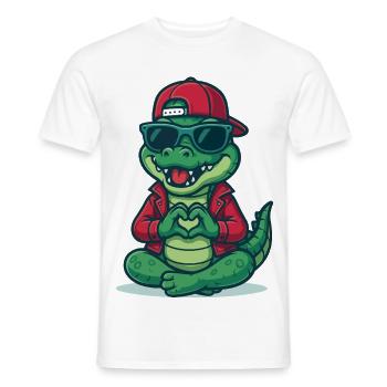 Crocodile Love Cool - Men's T-Shirt - white - Front - AI Model Male 178 dark (178cm)