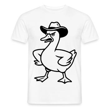 Drôle d’oie en colère avec chapeau de cow-boy - T-shirt homme - blanc - Devant - AI Model Male 178 dark (178cm)