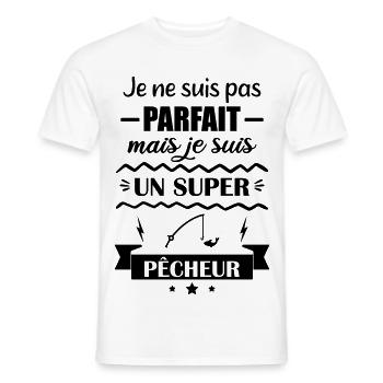 Super Fisherman Passion Nature - Men's T-Shirt - white - Front - AI Model Male 178 dark (178cm)