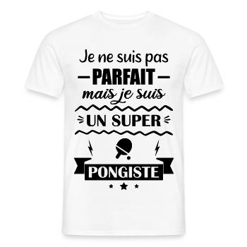 Super Pongiste Tennis de Table Ping-Pong Ping Pong - T-shirt homme - blanc - Devant - AI Model Male 178 dark (178cm)