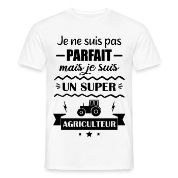 Super Agriculteur Ferme Champ Tracteur - T-shirt homme - blanc - Devant - AI Model Male 178 dark (178cm)