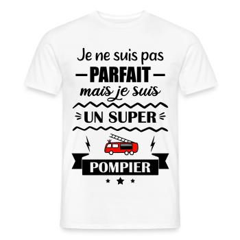 Super Pompier Héros du Feu Camion de pompiers - T-shirt homme - blanc - Devant - AI Model Male 178 dark (178cm)