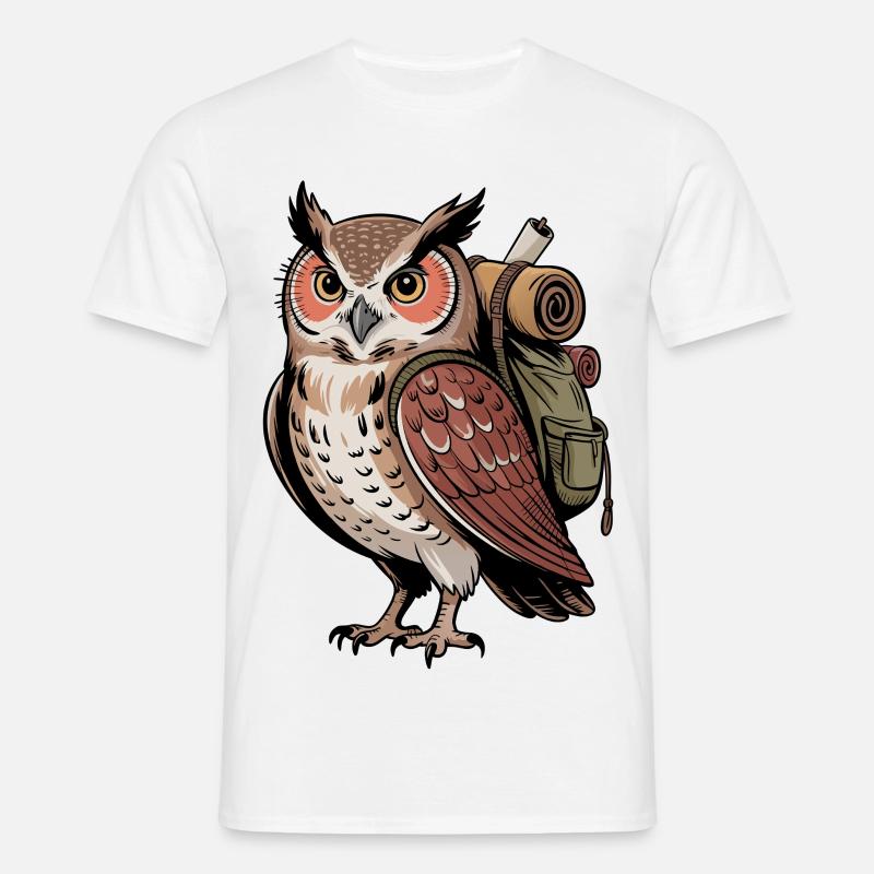 Wandernde Eule - Männer T-Shirt - Weiß