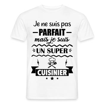 Not perfect but great cook - Men's T-Shirt - white - Front - AI Model Male 178 dark (178cm)
