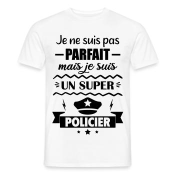 Not perfect but super police - Men's T-Shirt - white - Front - AI Model Male 178 dark (178cm)