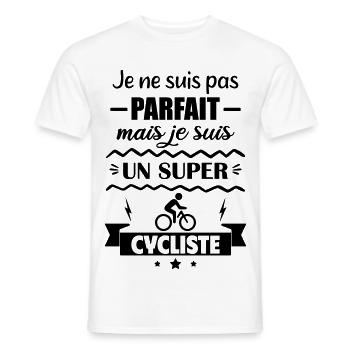 Not perfect but great cyclist Cycling Cycling - Men's T-Shirt - white - Front - AI Model Male 178 dark (178cm)