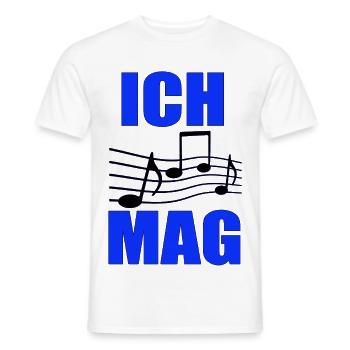 J’aime la musique : disposition des notes bleues - T-shirt homme - blanc - Devant - AI Model Male 178 dark (178cm)