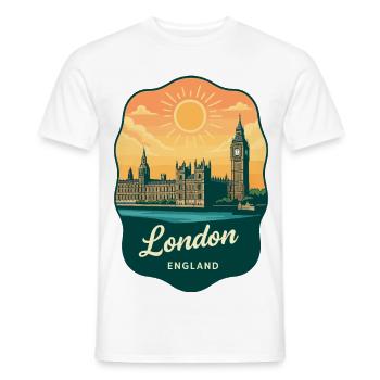 London Big Ben England Retro Sunset Travel Badge - Men's T-Shirt - white - Front - AI Model Male 178 dark (178cm)