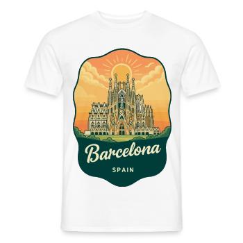 Barcelona Sagrada Familia Vintage Sunset Abzeichen - Männer T-Shirt - Weiß - Vorne - AI Model Male 178 dark (178cm)