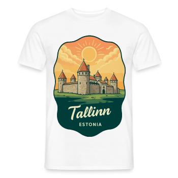 Tallinn Medieval City Vintage-Abzeichen - Männer T-Shirt - Weiß - Vorne - AI Model Male 178 dark (178cm)