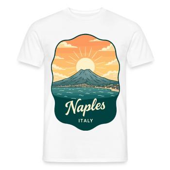 Naples Mount Vesuvius Retro Travel Badge - Men's T-Shirt - white - Front - AI Model Male 178 dark (178cm)