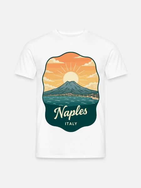 Neapel Mount Vesuvius Retro Reiseabzeichen - Männer T-Shirt - Weiß